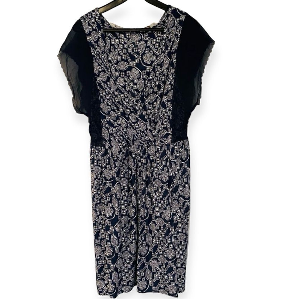 Juicy Couture Blue Sheer Cap Sleeve Dress Size Large